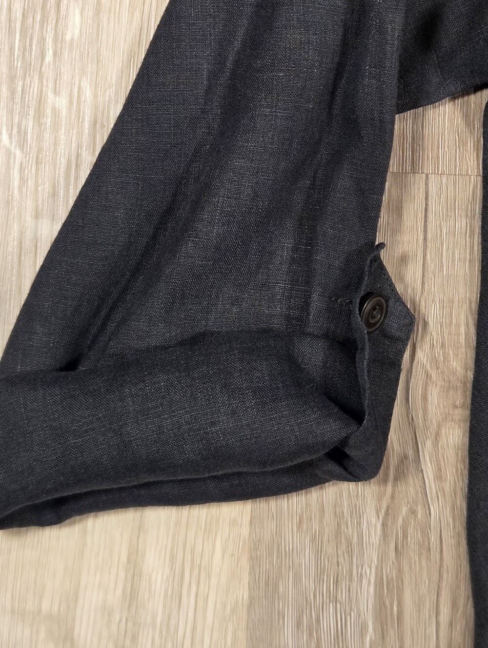 FLAX x Jeanne Englehart Diagonal Shirt 2001 Petite fits Medium Black Linen - Picture 4 of 7